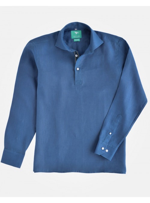 Camisa Azul en Lino - Polera