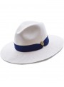 Sombrero Panamá Fino Blanco Cinta Azul Navy