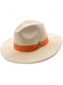 Sombrero Panamá Fino Crema Cinta Naranja