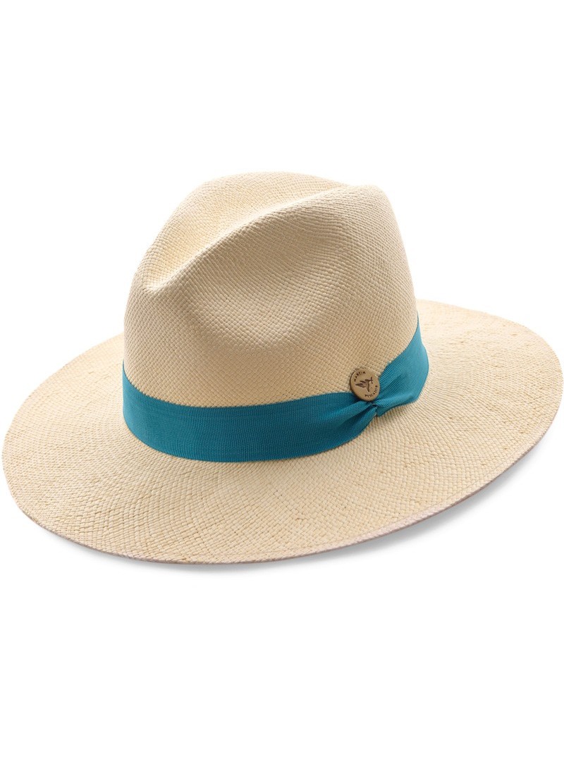 Sombrero Panamá Fino Crema Cinta Menta